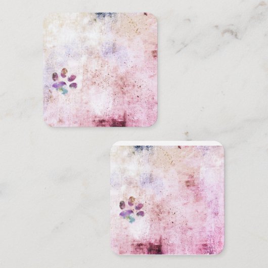 Hondenpootafdruk waterverf splatter verfontwerp vierkante visitekaartje (Voorkant / Achterkant)