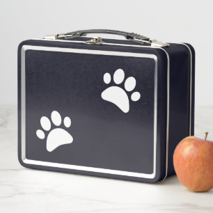 Hondenpootafdruk Zwarte Metalen Lunchbox