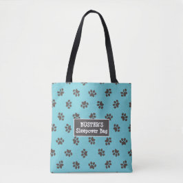 Hondenpootafdrukken Blauwe Tote Bag