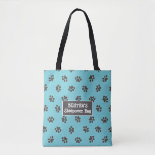 Hondenpootafdrukken Blauwe Tote Bag