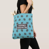 Hondenpootafdrukken Blauwe Tote Bag (Dichtbij)
