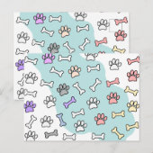 Hondenpootafdrukken en Botten Kunstpatroon Briefkaart (Voorkant / Achterkant)