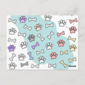 Hondenpootafdrukken en Botten Kunstpatroon Briefkaart (Achterkant)