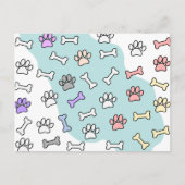 Hondenpootafdrukken en Botten Kunstpatroon Briefkaart (Voorkant)