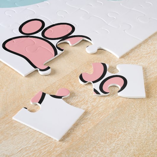 Hondenpootafdrukken en Botten Kunstpatroon Legpuzzel (Zijkant)