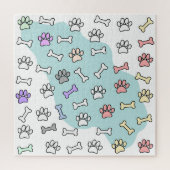 Hondenpootafdrukken en Botten Kunstpatroon Legpuzzel (Verticaal)