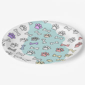 Hondenpootafdrukken en Botten Kunstpatroon Papieren Bordje (Gekanteld)