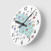 Hondenpootafdrukken en Botten Kunstpatroon Ronde Klok (Hoek)