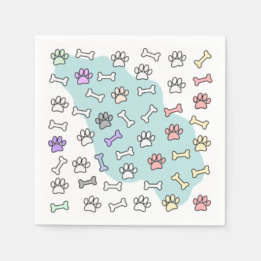 Hondenpootafdrukken en Botten Kunstpatroon Servet (Voorkant)