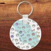 Hondenpootafdrukken en Botten Kunstpatroon Sleutelhanger (Achterkant)