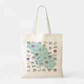 Hondenpootafdrukken en Botten Kunstpatroon Tote Bag (Achterkant)