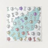 Hondenpootafdrukken en Botten Kunstpatroon Wandkleed (Voorkant (horizontaal))