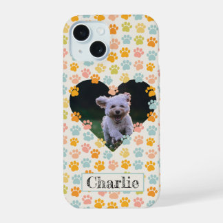 Hondenpootafdrukken en foto  iPhone 15 case