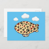 Hondenpootafdrukken en rode harten aangepaste blim briefkaart (Voorkant / Achterkant)