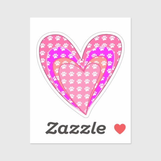 Hondenpootafdrukken en roze harten sticker (Vel)