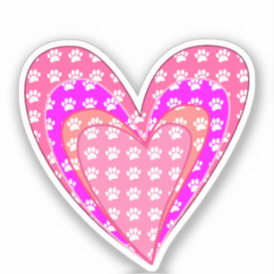 Hondenpootafdrukken en roze harten sticker
