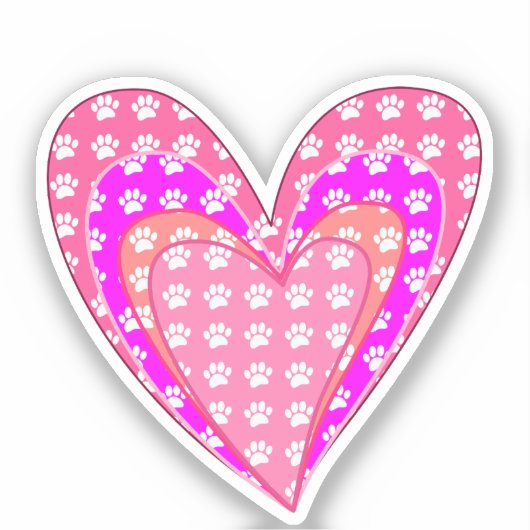 Hondenpootafdrukken en roze harten sticker (Voorkant)
