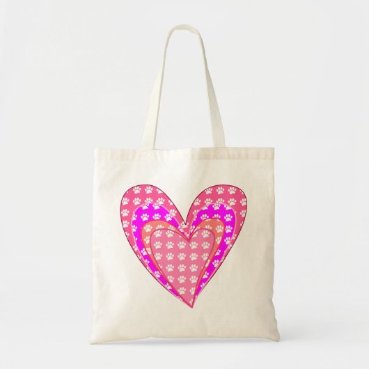 Hondenpootafdrukken en roze harten tote bag (Voorkant)
