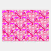 Hondenpootafdrukken en roze hartenpatroon inpakpapier vel (Voorkant 2)