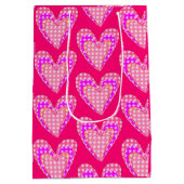 Hondenpootafdrukken en roze hartenpatroon medium cadeauzakje (Achterkant)