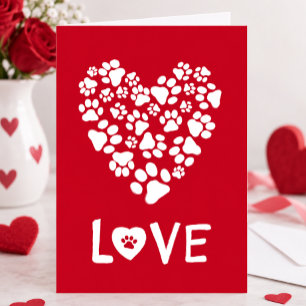 Hondenpootafdrukken Hart Valentijnsdag Liefdeskaar Feestdagen Kaart