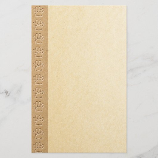 Hondenpootafdrukken met faux reliëfpapiertextuur briefpapier (Voorkant)