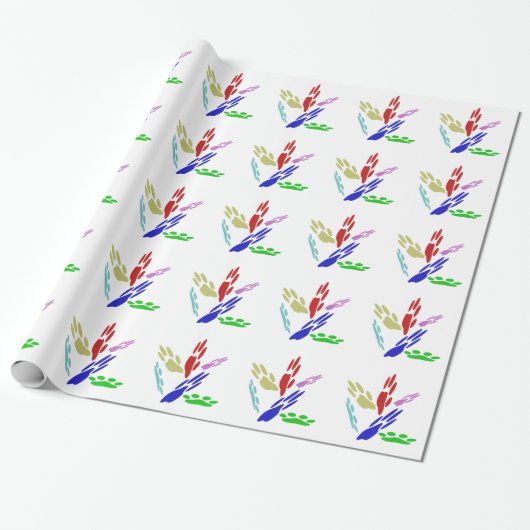 Hondenpootafdrukken Met Stippen Cadeaupapier (Uitgerold)