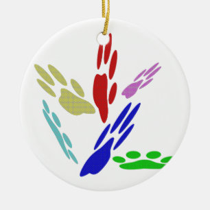 Hondenpootafdrukken Met Stippen Keramisch Ornament