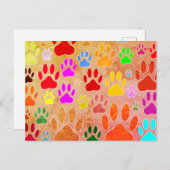 Hondenpootafdrukken op  achtergrond briefkaart (Voorkant / Achterkant)