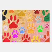 Hondenpootafdrukken op achtergrond inpakpapier vel (Voorkant 3)