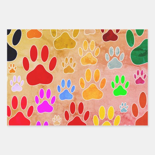 Hondenpootafdrukken op  achtergrond inpakpapier vel (Voorkant 3)