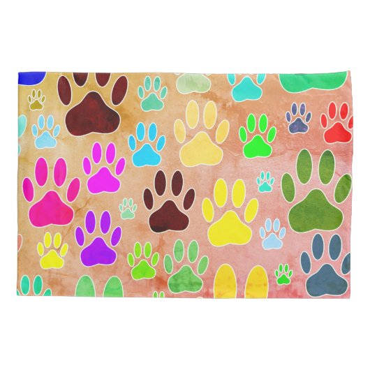 Hondenpootafdrukken op  achtergrond kussensloop (Achterkant)