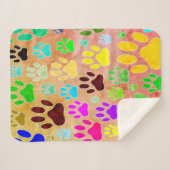 Hondenpootafdrukken op  achtergrond sherpa deken (Voorkant (horizontaal))