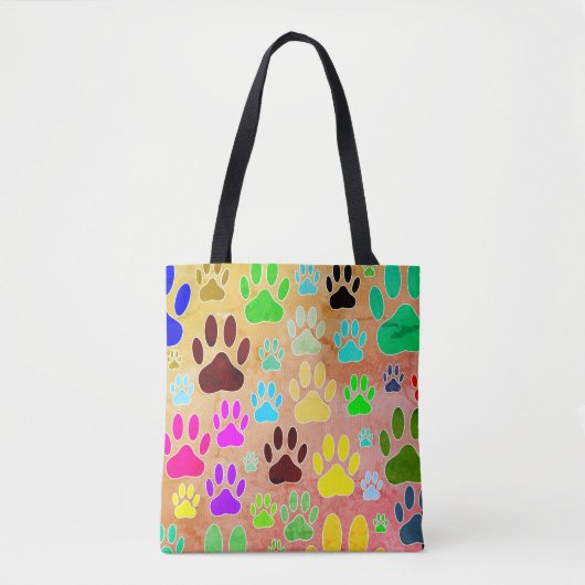Hondenpootafdrukken op  achtergrond tote bag (Voorkant)