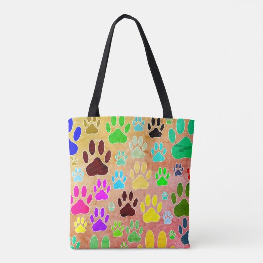 Hondenpootafdrukken op achtergrond tote bag (Achterkant)