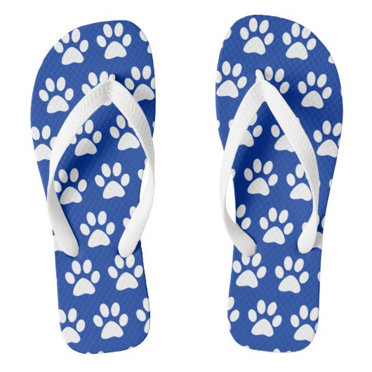 Hondenpootafdrukken op Royal Blue Teenslippers (Voetbed)