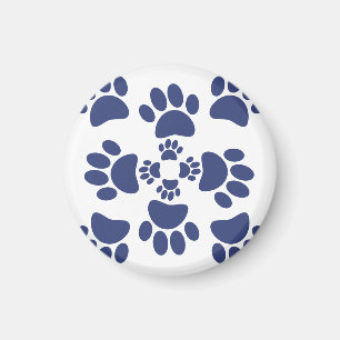 Hondenpootafdrukken Portugese stijl Wit en Blauw Magneet