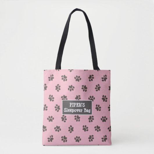 Hondenpootafdrukken Roze Tote Bag (Voorkant)