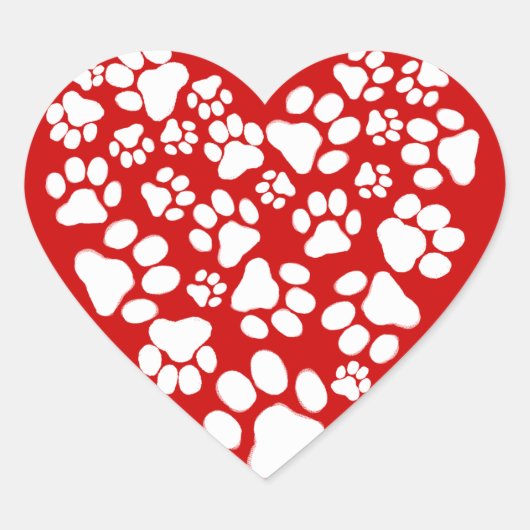 Hondenpootafdrukken Valentijnshart Hart Sticker (Voorkant)