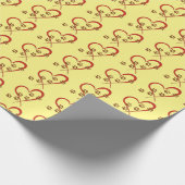 hondenpootdruk op rood hart cadeaupapier (Hoek)
