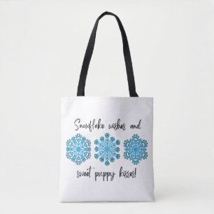 Hondenpootje Sneeuwvlok Kisses Tote Bag