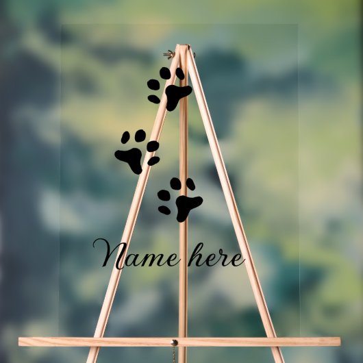 Hondenpootje zwart huisdier naam tekst dierenpootj acryl bord (Neutraal)