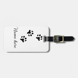 Hondenpootje zwart huisdier naam tekst dierenpootj bagagelabel