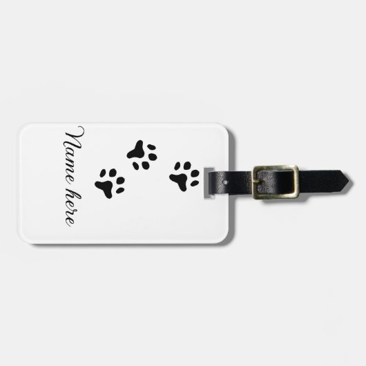 Hondenpootje zwart huisdier naam tekst dierenpootj bagagelabel (Voorkant horizontaal)