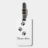 Hondenpootje zwart huisdier naam tekst dierenpootj bagagelabel (Voorkant verticaal)