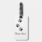 Hondenpootje zwart huisdier naam tekst dierenpootj bagagelabel (Achterkant verticaal)