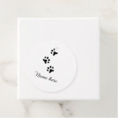 Hondenpootje zwart huisdier naam tekst dierenpootj bedankjes labels (In situ)