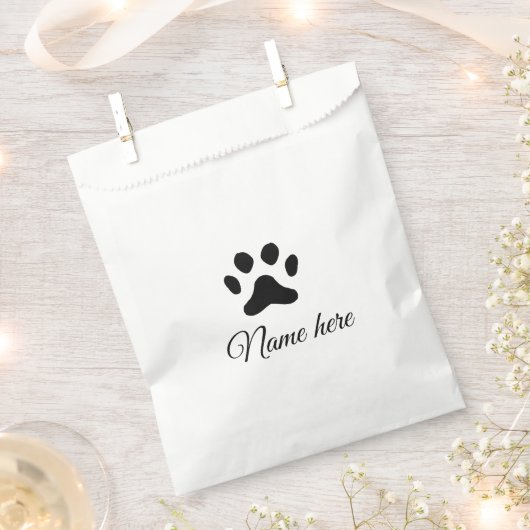 Hondenpootje zwart huisdier naam tekst dierenpootj bedankzakje (Geknipt)