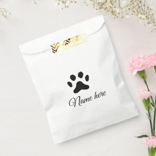 Hondenpootje zwart huisdier naam tekst dierenpootj bedankzakje (Gezegeld)