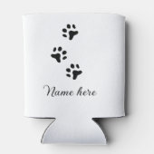 Hondenpootje zwart huisdier naam tekst dierenpootj blikjeskoeler (Achterkant)